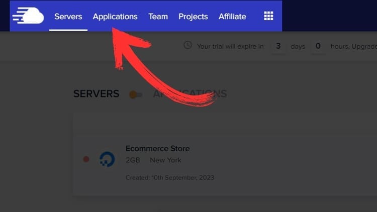Switch over to Applications by clicking the top navigation